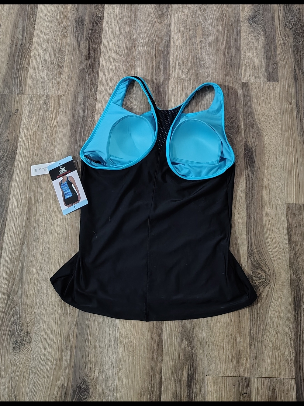 Ladies Large Beachy Wavey Racerback Scuba Diving Tankini Top - Picture 2 of 3